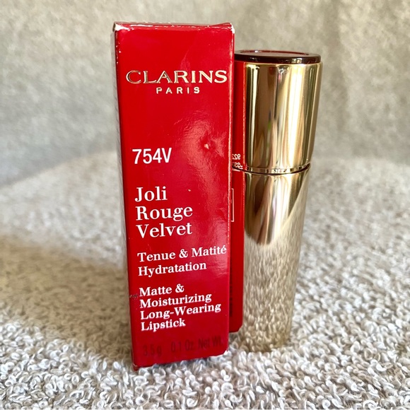 Clarins Joie Rouge matte lipstick in shade 754V deep red new in the box - Picture 5 of 7